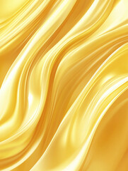 Poster - Flowing golden liquid background with abstract waves and shiny reflective lines. Smooth elegant fabric texture for graphic design.