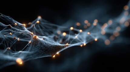 Fototapete - Intricate webs of luminous connections spread across a dark backdrop, highlighting a fusion of technology and art. This visual emphasizes the creativity found in modern networks.