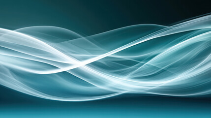 Aufkleber - Elegant blue abstract background with white flowing wavy lines. Futuristic design and light art. Modern business template and digital concept.