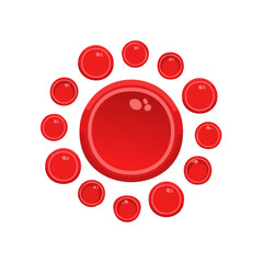 Poster - Geometric Red Circle Array on Black Backdrop Simple Composition Graphic Design Element Illustration Red Dot Pattern Grouped in Circular Form