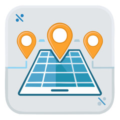 Poster - Mobile Navigation App Shows Map with Location Pointers Technology Concept