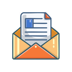 Aufkleber - Envelope with document inside for email or letter cartoon illustration message delivery open communication isolated