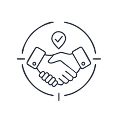 Poster - Icon of Handshake with Checkmark for Partnership Agreements and Business Deals
