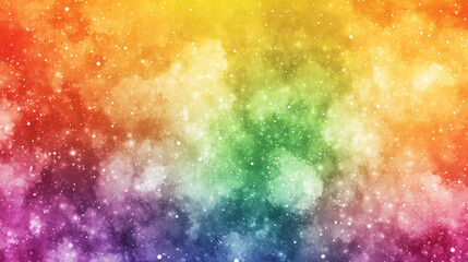 Poster - A colorful rainbow gradient background with light particles overlay. Abstract vibrant texture with shiny specks for backdrop design.