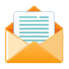 Leinwandbilder - Open Envelope with Letter Document Communication Symbol Notification Send Message