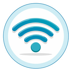 Poster - Stylized Blue Wireless Signal Icon Illustration on White Circle for Network and Communication Usage