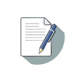 Poster - Illustration of a Pen on a Paper Sheet Ready to Write with Shadow