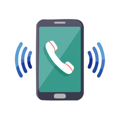 Poster - Smartphone receiving a phone call with ringing signal isolated on a black background