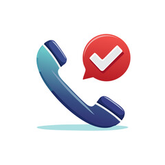 Poster - Phone handset with checkmark notification, successful call icon, modern design element