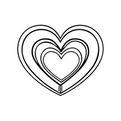 Poster - Outline Hearts Stacked in a Heart Shape, White on Black Background, Romantic, Love Symbol