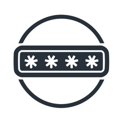 Poster - Password Security Icon with Asterisks in Round Frame on Black Background