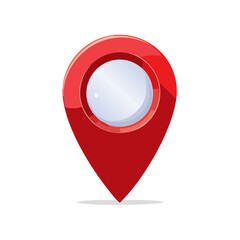 Poster - Shiny Red Map Pointer Location Pin Illustration for Navigation and Destination Concepts