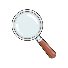 Poster - Isolated Magnifying Glass Clip Art with Brown Handle for Search and Discovery, Investigation Tool