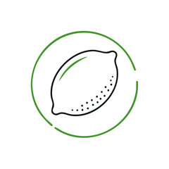 Poster - Stylized Lemon Fruit Graphic with Green Circle on Black Backdrop Refreshing and Simple