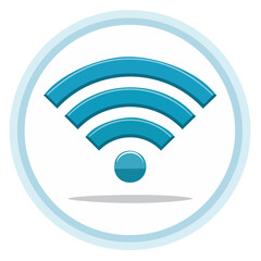 Poster - Blue wifi signal icon in circle frame symbolizing wireless internet connection point