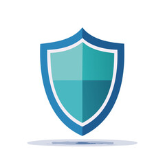 Poster - Stylized Graphic Shield Security Symbol in Blue Teal and White for Protection Concepts