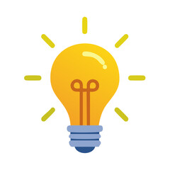 Poster - Bright yellow lightbulb icon radiating light on a black background for creativity innovation and ideas cartoon concept