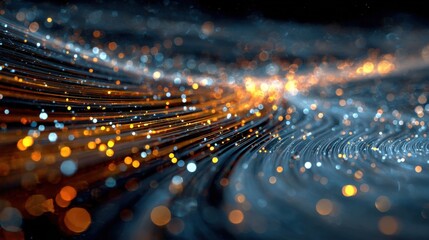 Fototapete - Colorful strands of light swirl around in captivating patterns, showcasing vibrant particles and a sense of motion. The dynamic display evokes energy and creativity during a nighttime setting.