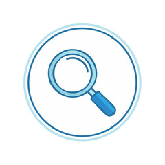Poster - Magnifying Glass Inside a Circle Icon Blue Gradient Color Search Concept Vector Graphic Illustration Find Discover Magnification