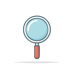 Poster - Magnifying glass illustration for research analysis and investigation concept with flat design and blue lens on a black background
