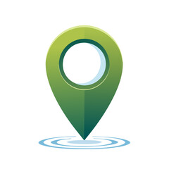 Poster - Green Location Pin Icon with Ripple Effect for Mapping and Navigation Services