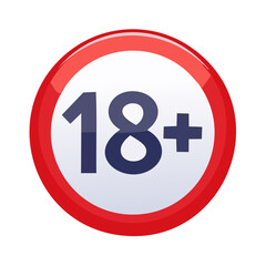 Poster - Red Circle Icon with 18+ Symbol Indicating Age Restriction and Adult Content Warning Sign