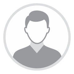 Poster - Generic avatar profile icon of a man for social media and user interface design in shades of gray and white on a black background