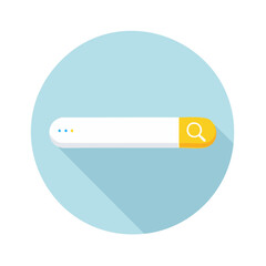 Poster - Searching online internet search bar flat design user interface circle icon vector illustration find information discovery magnifying glass
