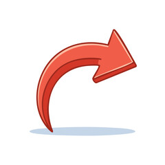 Poster - Red curved arrow pointing right on a black background graphic illustration of direction and navigation for design and business concept