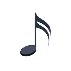 Poster - Isolated Single Music Note with Two Flags on Black Background for Composition or Graphic Design Element