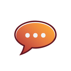 Poster - Orange communication bubble with white ellipsis dot pattern on solid black background for messaging or notification icons