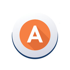 Aufkleber - Illustration of white letter A in orange circle with shadow, design for icons and logos