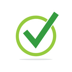 Poster - Green Check Mark inside Circle Isolated on Black Represents Approval and Confirmation