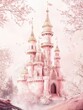 © Kasim - Pink castle, spring forest, fairytale scene, fantasy