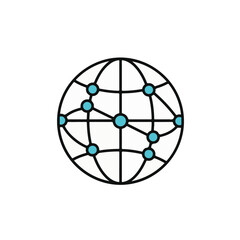 Poster - Conceptual illustration of a globe with a network of interconnected dots, symbolizing global connectivity and communication.