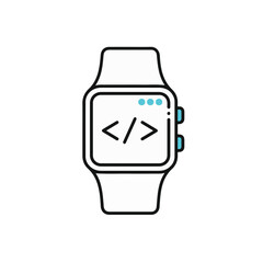 Fototapete - Smartwatch with coding symbols