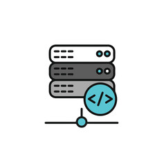 Poster - Modern Illustration of a Server Stack and Code Symbol. 