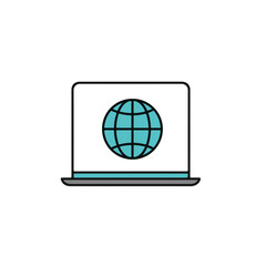 Fototapete - Laptop Displaying the Globe, a symbol of global connectivity.