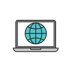Fototapete - Global connection through laptop, symbolizing the internet.