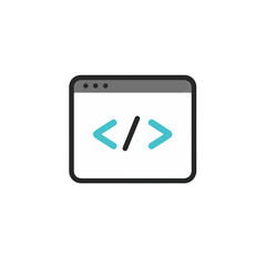 Fototapete - A code icon on the screen.