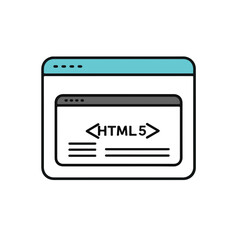 Poster - HTML5 coding icon on screen. 