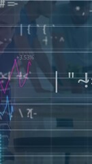 Poster - Animation of financial data processing over group of diverse business people