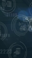 Poster - Speech bubbles with increasing numbers over digital icons and spots of light on blue background