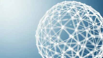 Poster - Geometric sphere with connected lines on blue background