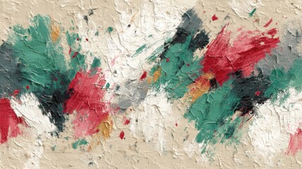 Poster - This artwork showcases an array of bold brushstrokes in green, red, gray, and beige, creating an energetic and modern abstract design that captures attention.