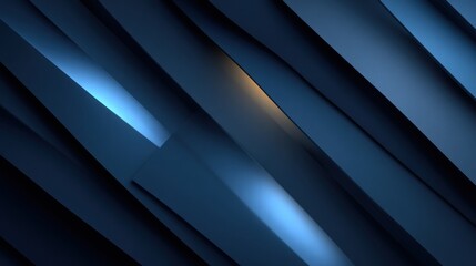 Fototapete - Layers of dark blue geometric shapes create an abstract composition with varying angles and highlights. The interplay of light and shadow adds depth, evoking a modern aesthetic.