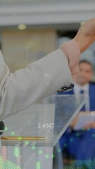 Poster - Animation of data processing over caucasian business people in office