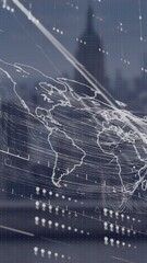 Poster - Animation of interface with data processing against aerial view of cityscape
