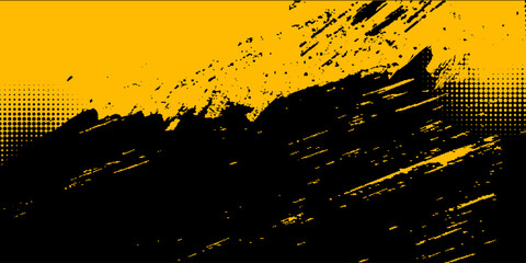 Aufkleber - Black and yellow abstract background with brushstroke style. Vector illustration