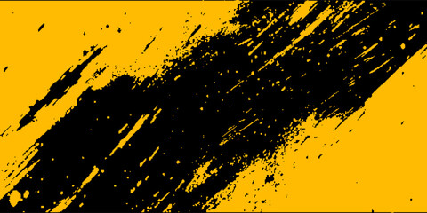 Aufkleber - Black and yellow abstract background with brushstroke style. Vector illustration